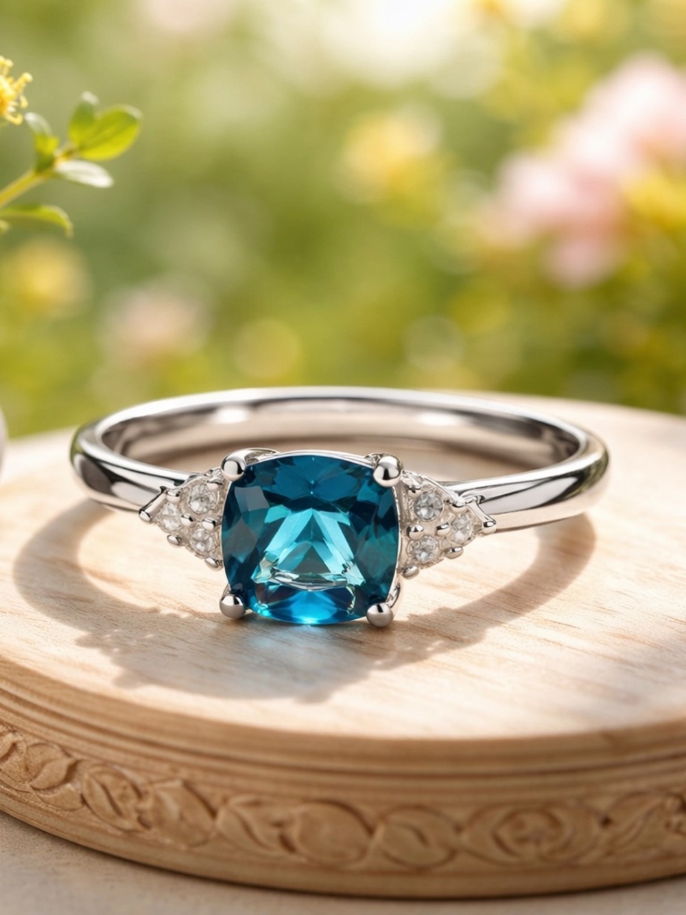 Handmade London Blue Topaz Ring, Sterling Silver, December Birthstone